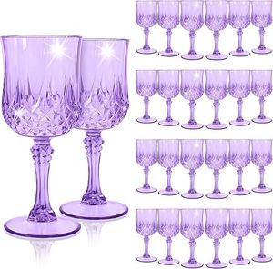 7OZ Purple Wine Plastic <b>Glasses</b>, Drinking Champagne <b>Glasses</b> Flutes <b>Crystal</b> Vintage Water Unbreakable Goblets for Wedding - Product Image 1