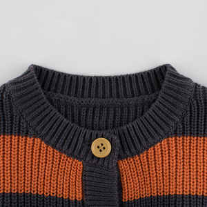 Otoño Invierno de diseño de moda niños ropa de algodón a rayas Retro chicas Cardigan suéter - Product Image 4