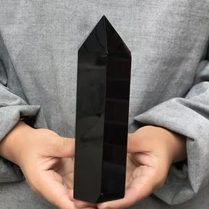 Obelisco di quarzo della grande torre di cristallo di ossidiana nera all'ingrosso per la guarigione - Product Image 1