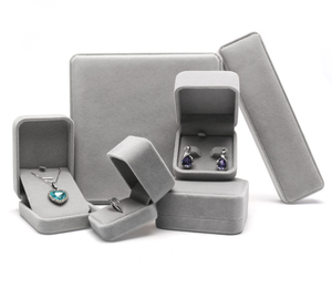 Eco-Friendly Handmade Multi-size Flip Jewelry Boxes with Magnetic Closure Rigid Cardboard Base Wrapped in Delicate Grey Velvet - Product Image 1