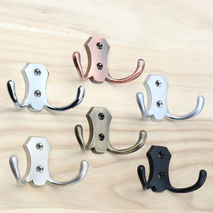 Kinnat Wall Mounted Zinc Alloy <b>Hooks</b> Vintage Style Double <b>Hook</b> <b>Black</b> Silver Bronze Gold Multiple Colors Rust Resistant - Product Image 2