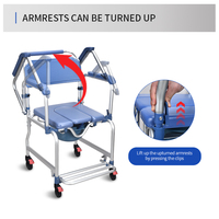 Chaise de toilette compacte 3-en-1 en aluminium KDB Health, anti-basculement, pour patients hospitalisés, idéale pour la douche et comme commode de chevet, disponible en gros.