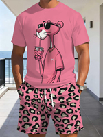 T-shirt décontracté pour homme à manches courtes, col rond, coupe ample, impression numérique 3D avec motif, en polyester