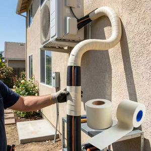 Ruban adhésif acrylique en PVC résistant aux UV et imperméable pour l'isolation et le masquage des tuyaux de climatisation et des tuyaux de cuivre de systèmes CVC - Product Image 6