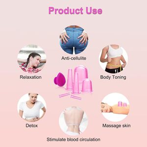 Ensembles de ventouses en silicone pour thérapie anti-cellulite, masseur à ventouses sous vide pour le traitement de la cellulite, ventouses faciales - Product Image 3