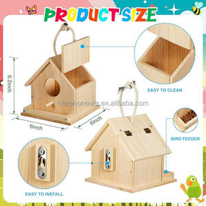 Groothandel Onafgewerkte Dennenhouten Vogelhuisje Buiten Klein Vogelhuisje Nestkast Met Gepolijste Techniek Opknoping Houten Krat Vogelhuisje - Product Image 2