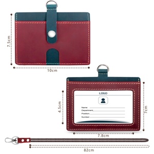 Boshiho Factory Leather Business Card <b>Holder</b> <b>ID</b> Badge <b>Id</b> Card with Strap Lanyard for Work Use - Product Image 3