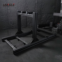 Cockpit de simulation de course automobile Langle 4080 en aluminium, support de siège de simulateur intérieur/extérieur avec clavier et frein à main - Capacité maximale de 500 kg