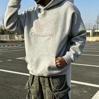Hoodie Katun Customizable, Sweatshirt Polos dengan Saku Depan, Lengan Panjang, Hoodie Berkualitas Tinggi dengan Cetak Embos