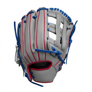 Gray <b>Baseball</b> <b>Glove</b> with Red and Blue Stitching Right-Handed Throw Lightweight & Comfortable Durable Design for Players - Product Image 4