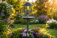 Bain d'oiseaux solaire vert vintage avec lanterne LED, base remplissable en résine en forme de feuille de lys pour la décoration de jardin