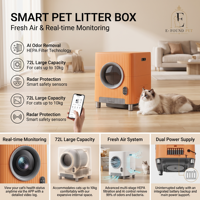 Bac à litière automatique pour chat en plastique 68L, électrique, autonettoyant, contrôle par application, capteur radar de sécurité, pesée intelligente, pour plusieurs chats, usage intérieur