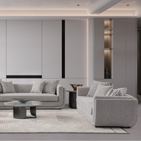 Sofá de terciopelo de diseño moderno de lujo europeo gris americano Chesterfield muebles grandes de lujo