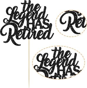 1 ชิ้น ตัวตกแต่งเค้ก The Legend Has Retired สีดำกลิตเตอร์ ลาก่อนความเครียด สวัสดีเงินบำนาญ ของตกแต่งเค้กสำหรับวันเกษียณ - Product Image 2