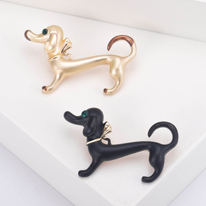Broche de chien <span class=keywords><strong>teckel</strong></span> noir émail vintage mode broches de dessin animé féminin broches d'animaux mignons pour femmes bijoux cadeaux - Product Image 1