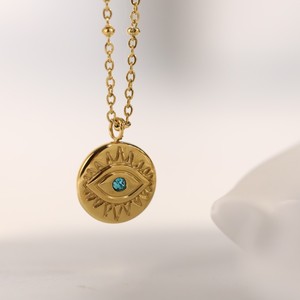 Roestvrijstalen 18K Vergulde Hanger <span class=keywords><strong>Eye</strong></span> Devil 'S <span class=keywords><strong>Eye</strong></span> Gouden Munt Charme Zon Vorm Griekse Duivel 'S <span class=keywords><strong>Eye</strong></span> Munthangers Voor Ketting - Product Image 2