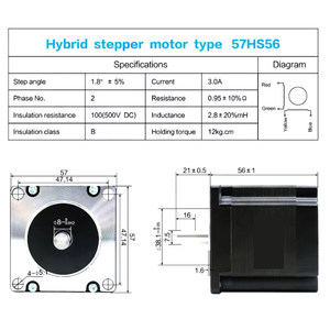 Motor de Passo Nema23 3A 2 Fases 1.2N 2N 2.2Nm 2.5N 3Nm de 4 Fios com Eixo Único de 8mm para CNC, Gravadora, Router e Impressora 3D - Product Image 2