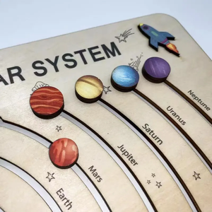 Giocattoli Spaziali in <span class=keywords><strong>Legno</strong></span> per Bambini 3-6 Anni, Puzzle del Sistema Solare Movibile, Pianeti per Attività di Apprendimento Prescolare - Product Image 4