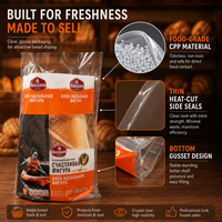Sac d'emballage pour pain en plastique transparent de qualité alimentaire CPP imprimé sur mesure, résistant aux déchirures, pour boulangerie