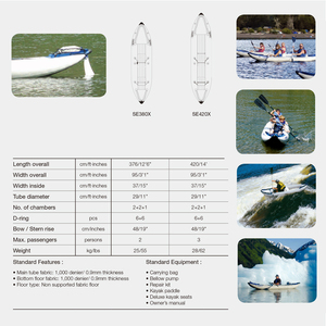 Canoë-kayak gonflable de haute qualité pour la pêche en mer, personnalisé avec logo OEM, bateau pour 2 personnes pour les sports nautiques, ex-kayak de haute qualité - Product Image 4