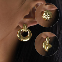 Boucles d'oreilles clous en acier inoxydable plaqué or 18 carats pour femme, motif cercle, nœud, cœur, style minimaliste, idéal pour les fêtes, vente en gros, OEM