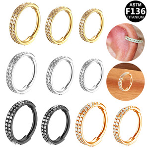 Anneau de nez en titane F136 en acier inoxydable, forme géométrique cœur, incrustation de zircone, bijou de piercing pour cadeau - Product Image 5