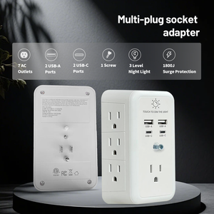 Multiprise murale certifiée ETL avec 7 prises AC, charge rapide universelle, adaptateur de voyage pour la maison et le bureau, 16A US - Product Image 5