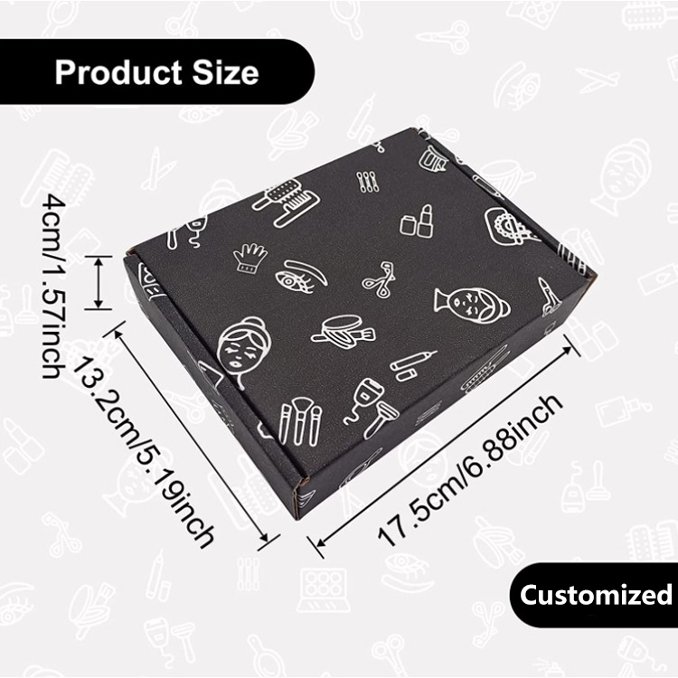 Black Pattern press on mail packaging boxes custom Corrugated Cardboard Mailing box