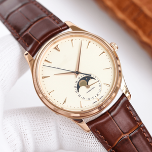 Men's Elegant Automatic Mechanical Watch with Moon Phase <b>Calendar</b> Leather Strap Stainless Steel Case for Business and Daily Wear - Product Image 3