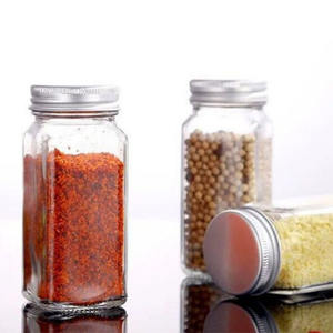 Wadah Pengocok Garam Merica Hitam, Set Wadah Bumbu Kaca Persegi 120Ml dengan Tutup Aluminium - Product Image 3