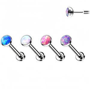 Piercing de bola de ópalo de acero inoxidable 16G para labio, oreja, nariz y cartílago. - Product Image 1
