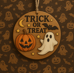 Pafu Decoration Hanging Ornaments with Ghost Pumpkin Bat <strong>Witch</strong> Halloween Wooden <strong>Sign</strong> - Product Image 6