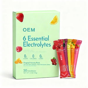 Polvo Hidratante de Marca Privada OEM en Venta, 20 Sobres, Suplementos Deportivos, Nutrición, 6 Electrolitos Esenciales en Polvo - Product Image 1