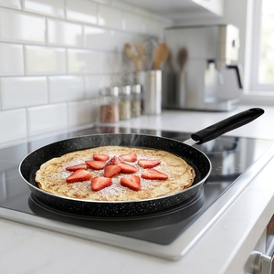 Sartén para <span class=keywords><strong>Paella</strong></span> Antiadherente <span class=keywords><strong>de</strong></span> Aluminio con Mango <span class=keywords><strong>de</strong></span> Silicona, Compatible con Inducción, 9.5 Pulgadas, para Tortillas, <span class=keywords><strong>Cocina</strong></span> <span class=keywords><strong>de</strong></span> Restaurante - Product Image 1