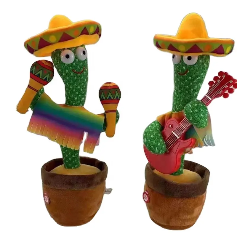 Simpatico cartone animato elettrico danza cactus ripetendo morbido parlare cantando torcendo peluche danza cactus per bambini