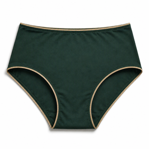 Braguitas de Cintura Alta Cómodas para Mujer, Transpirables, con Inserto de Encaje, Acabado Satinado Suave, Tejido de Spandex/Nailon, Elegantes - Product Image 1