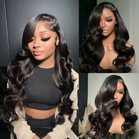 Proveedor Mayorista de Pelucas de Cabello Humano con Ondas Suaves para Mujeres Negras, Pelucas con Cierre Frontal de Encaje HD Transparente, Peluca alibaba