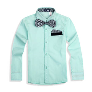 Offre Spéciale Mode pour enfants Style anglais <span class=keywords><strong>avec</strong></span> nœud <span class=keywords><strong>papillon</strong></span> à carreaux en coton 100% Chemises à manches longues pour enfants - Product Image 1