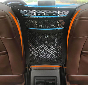 Organisateur universel de siège avant de voiture avec poches filet, sac de rangement suspendu extensible, support de sac à main, barrière pour siège arrière, pour chiens et enfants, en polyester - Product Image 4