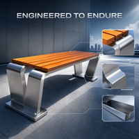 Bancs de jardin modernes en acier inoxydable, chaises populaires pour entrées et parcs, bancs métalliques à cadre en V