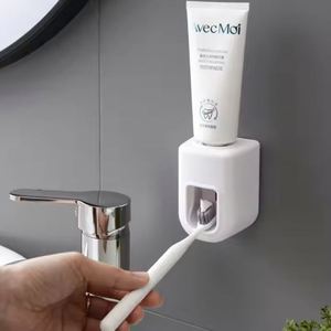 Distributeur automatique de dentifrice mural, presse-tube carré en plastique, support de brosses à dents pour cuisine et salle de bain – Meilleures ventes - Product Image 4