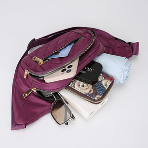 Sac de poitrine violet pour femmes avec plusieurs poches, fermeture éclair résistante à l'eau, sac de taille décontracté pour un usage quotidien - Product Image 5