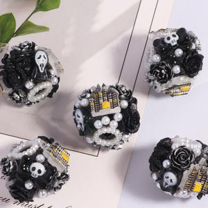 Nouveauté 2025 : Perles fantaisie Halloween en résine (fantôme, croix, crâne, fleur, perle) pour la création de bijoux et stylos DIY - Product Image 4
