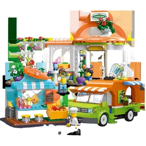 2024 New CE DIYCity street view shop assemble girl assemble business building blocks