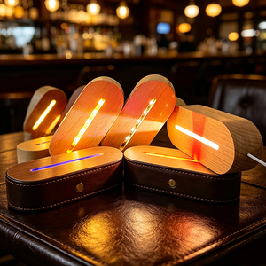 Base de Luz <span class=keywords><strong>LED</strong></span> de Acrílico y Madera, Soporte para Lámpara de Mesa <span class=keywords><strong>LED</strong></span>, Soportes Inalámbricos para Lámparas <span class=keywords><strong>LED</strong></span>, Interruptor Ovalado de Encendido/Apagado para Decoración de Exhibición de Acrílico - Product Image 2
