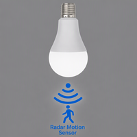 Ampoule LED E27 avec détecteur de mouvement radar, certifiée CE, 6500K blanc froid, Ra80, 300 lumens, pour les couloirs des bâtiments résidentiels