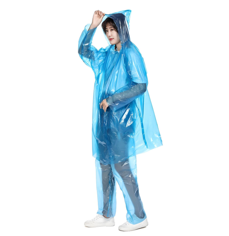 Disposable Waterproof Rainsuit with Pants and Shoes Simple Plastic Design for Hiking