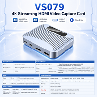 Carte de capture vidéo HDMI 4K 60Hz VS079 USB-C avec sortie en boucle, VRR, HDR, entrée micro, en aluminium, pour le streaming, le gaming et l'enregistrement en direct