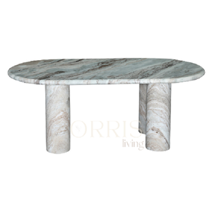 โต๊ะกาแฟหรือโต๊ะรับประทานอาหารหินอ่อนธรรมชาติ โต๊ะกลางทรงรีทำมือสไตล์โมเดิร์นพร้อมขาทรงกระบอก เฟอร์นิเจอร์หรูหราสำหรับห้องนั่งเล่น - Product Image 5