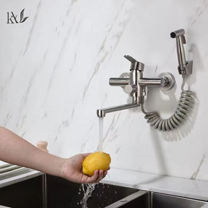 YaKe 304 acier inoxydable meilleure vente robinet d'évier d'eau chaude et froide mural robinet de <span class=keywords><strong>cuisine</strong></span> <span class=keywords><strong>avec</strong></span> pulvérisateur extractible - Product Image 2